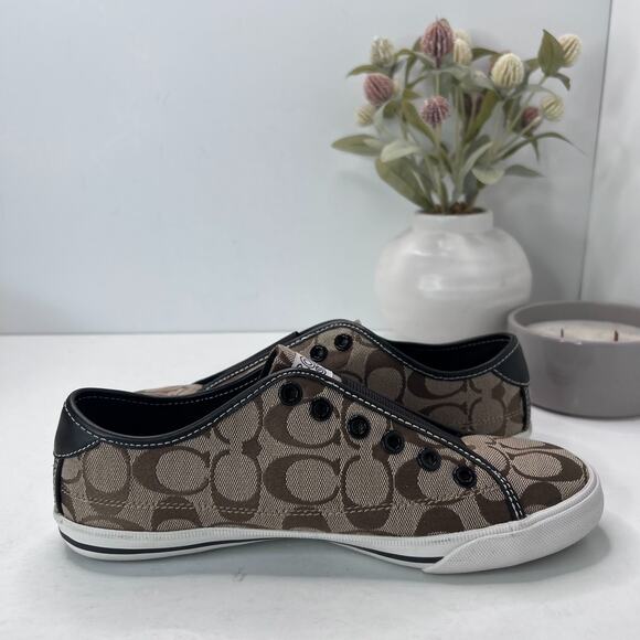 Coach Bev Signature Monogramed Jacquard Slip On Sneakers Q586 Women’s 8B - Picture 6 of 9